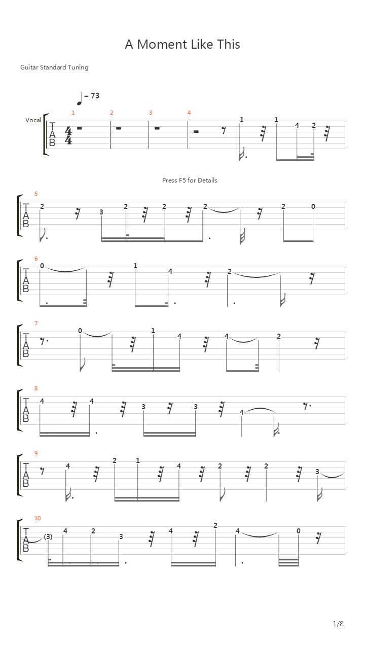 A Moment Like This吉他谱