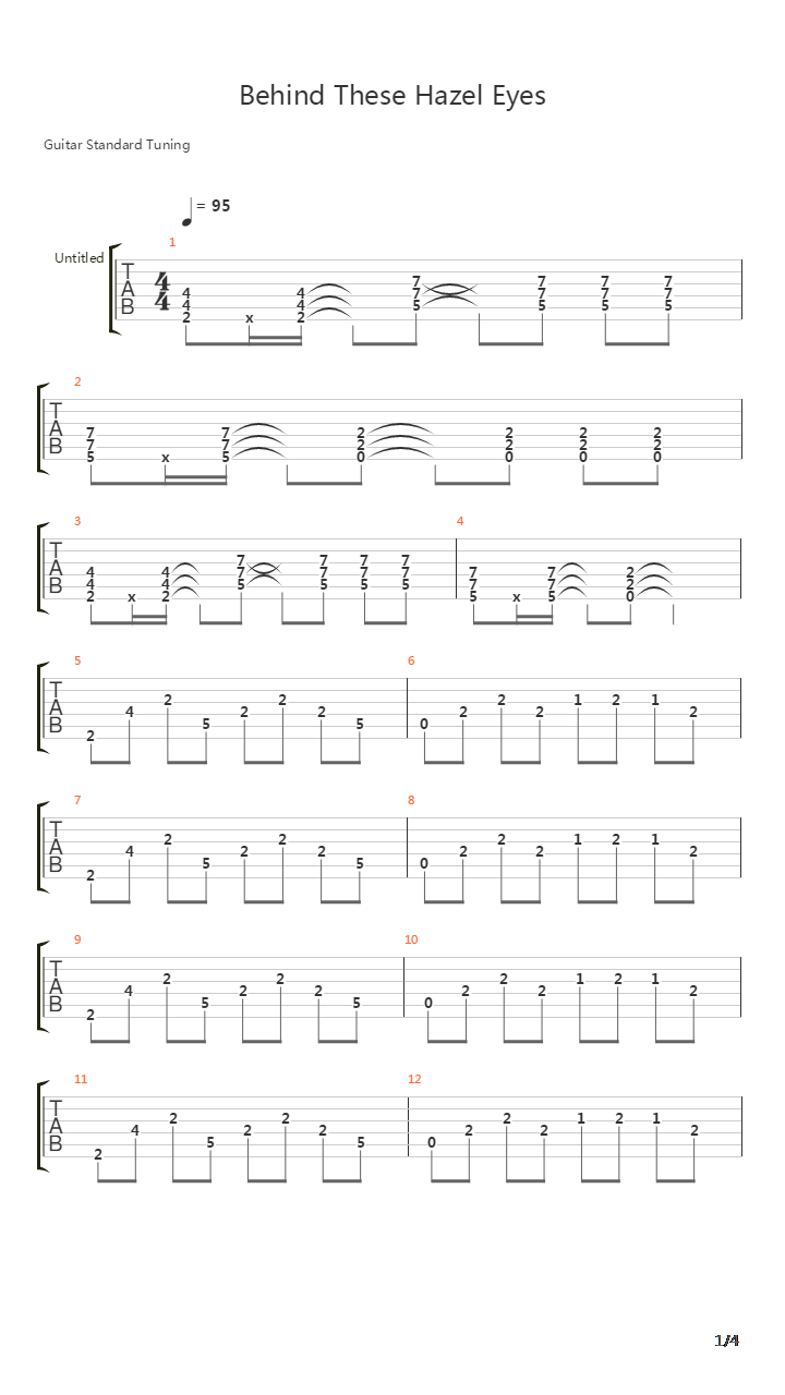 Behind These Hazel Eyes吉他谱