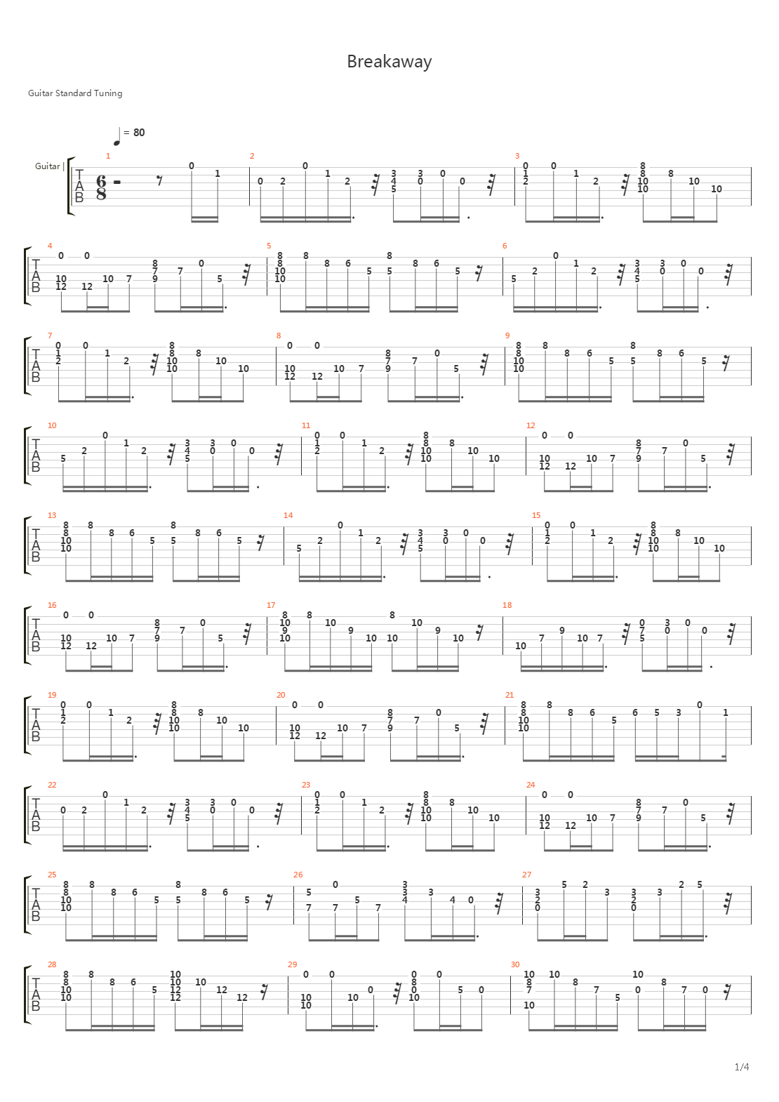 Breakaway吉他谱
