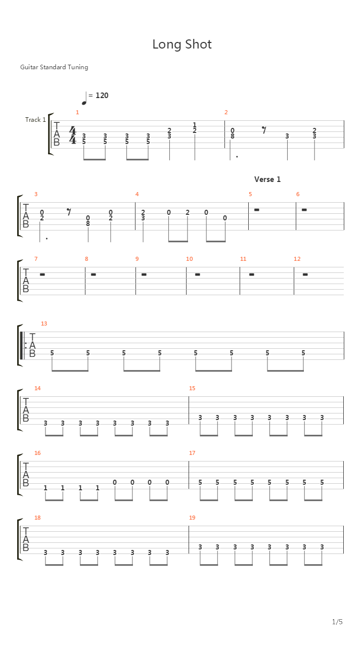 Long Shot吉他谱
