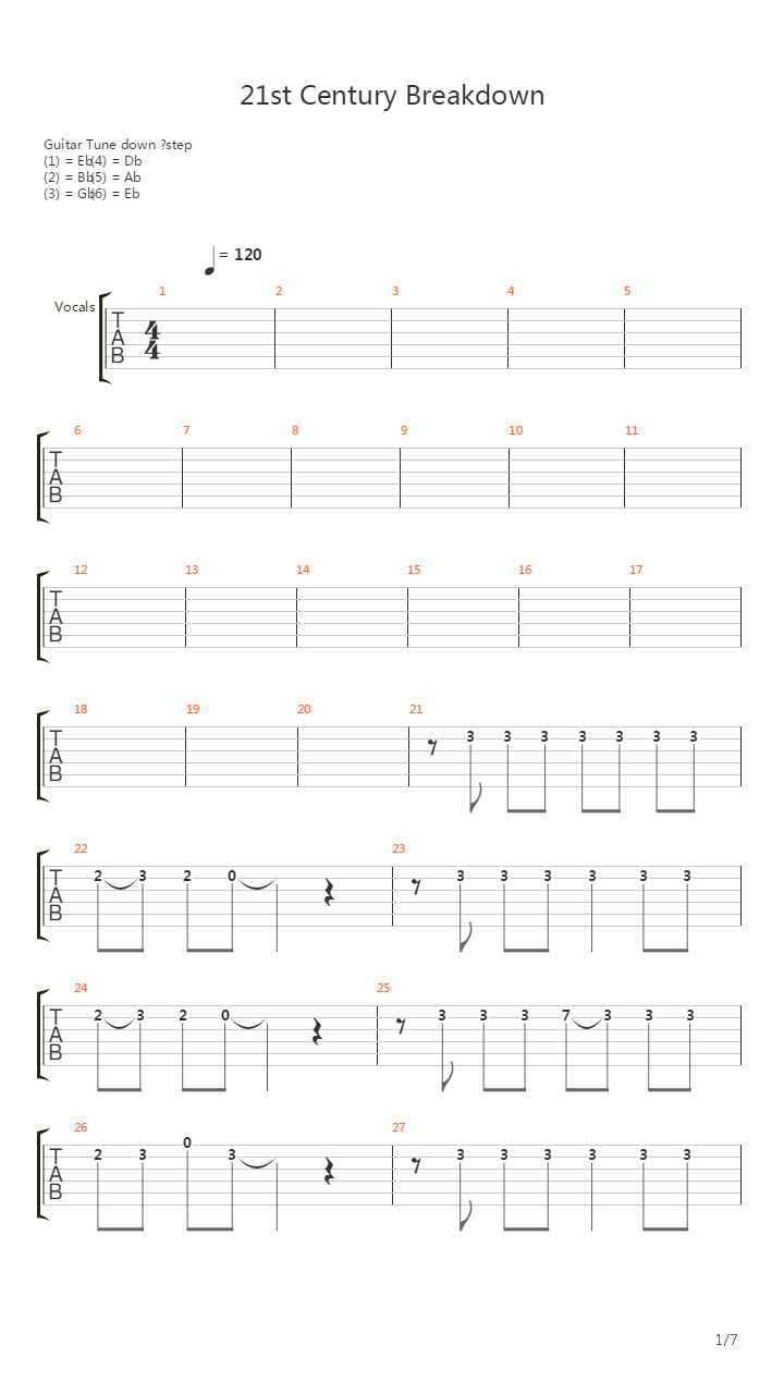 21st Century Breakdown吉他谱