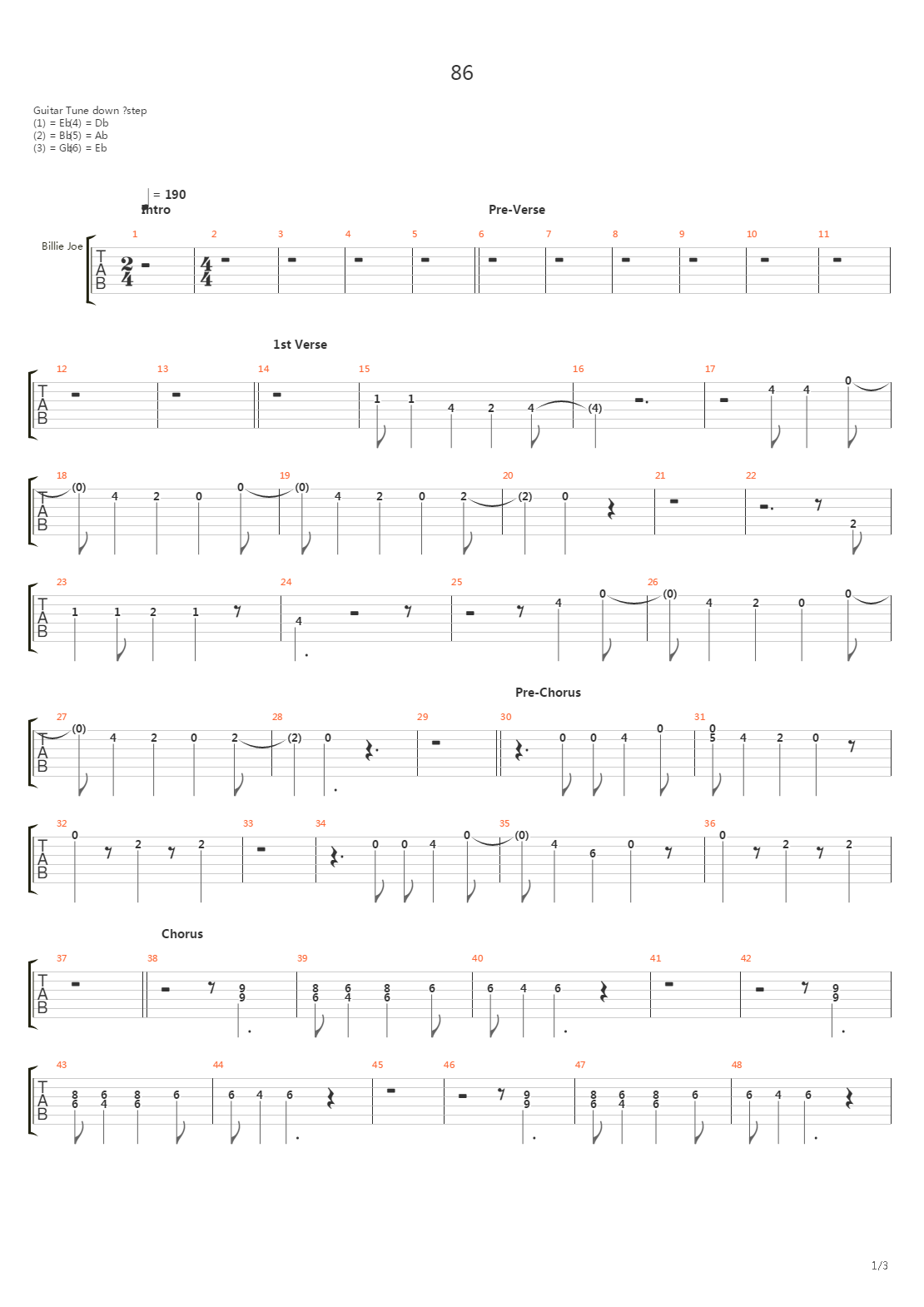 86吉他谱