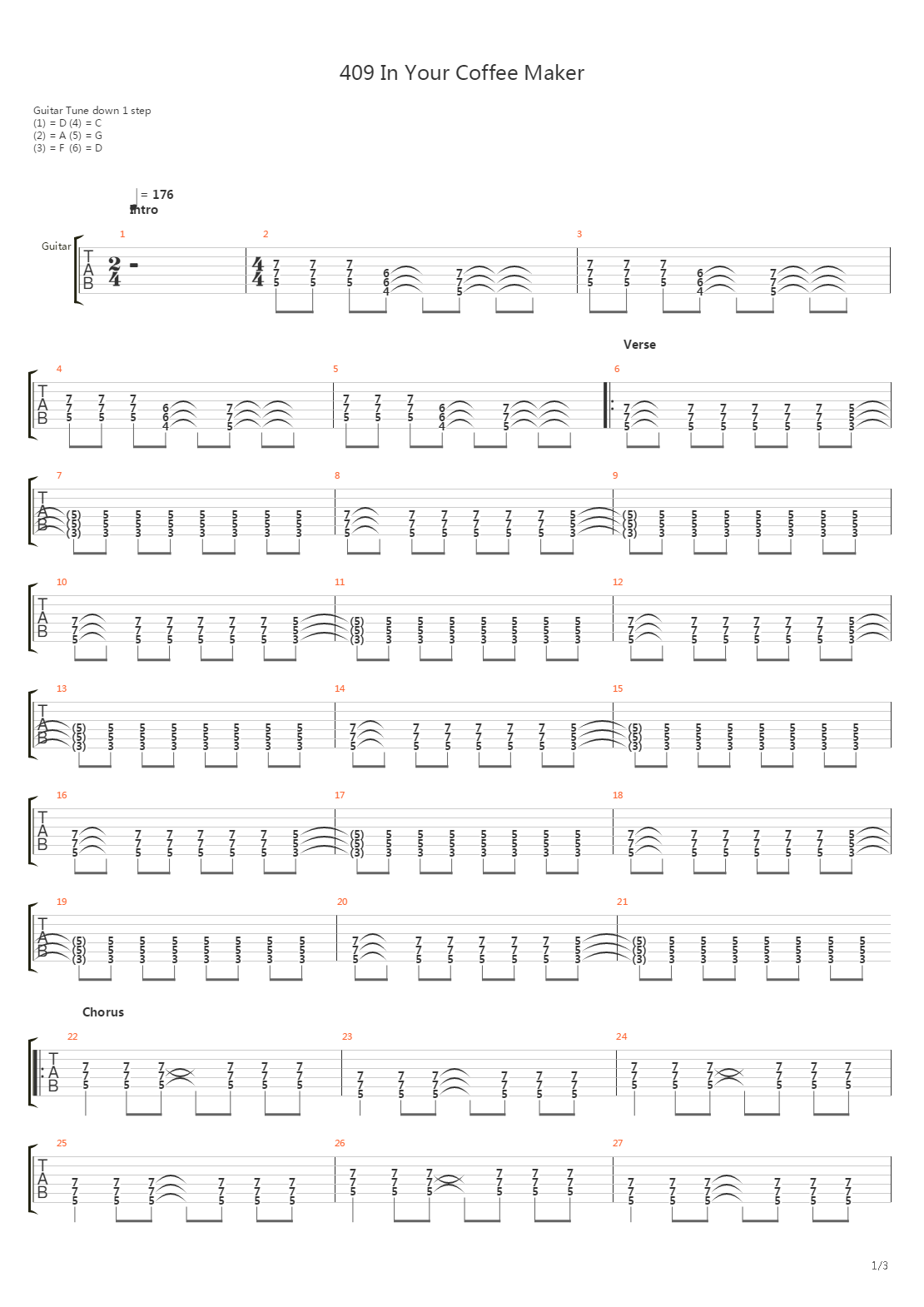 409 In Your Coffeemaker吉他谱