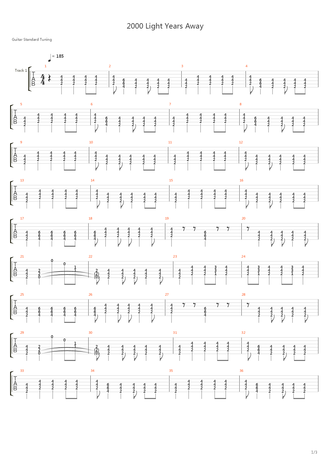 2000 Light Years Away吉他谱
