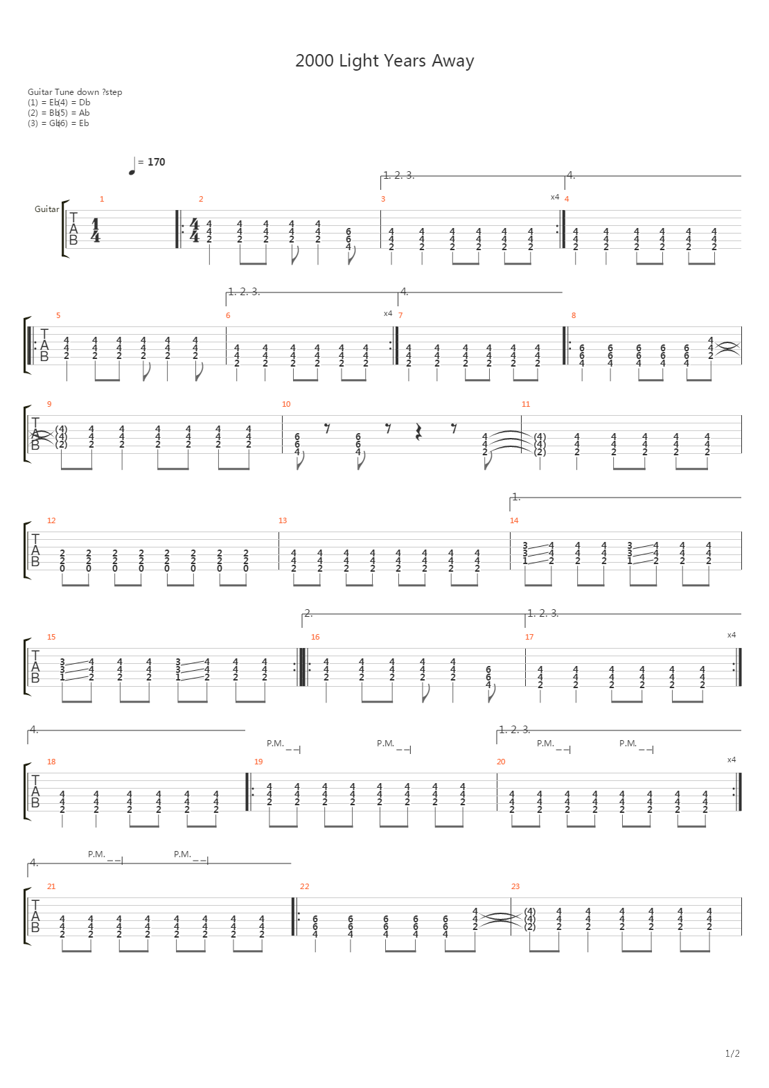 2000 Light Years Away吉他谱