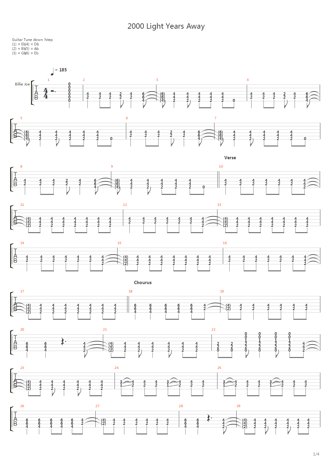 2000 Light Years Away吉他谱