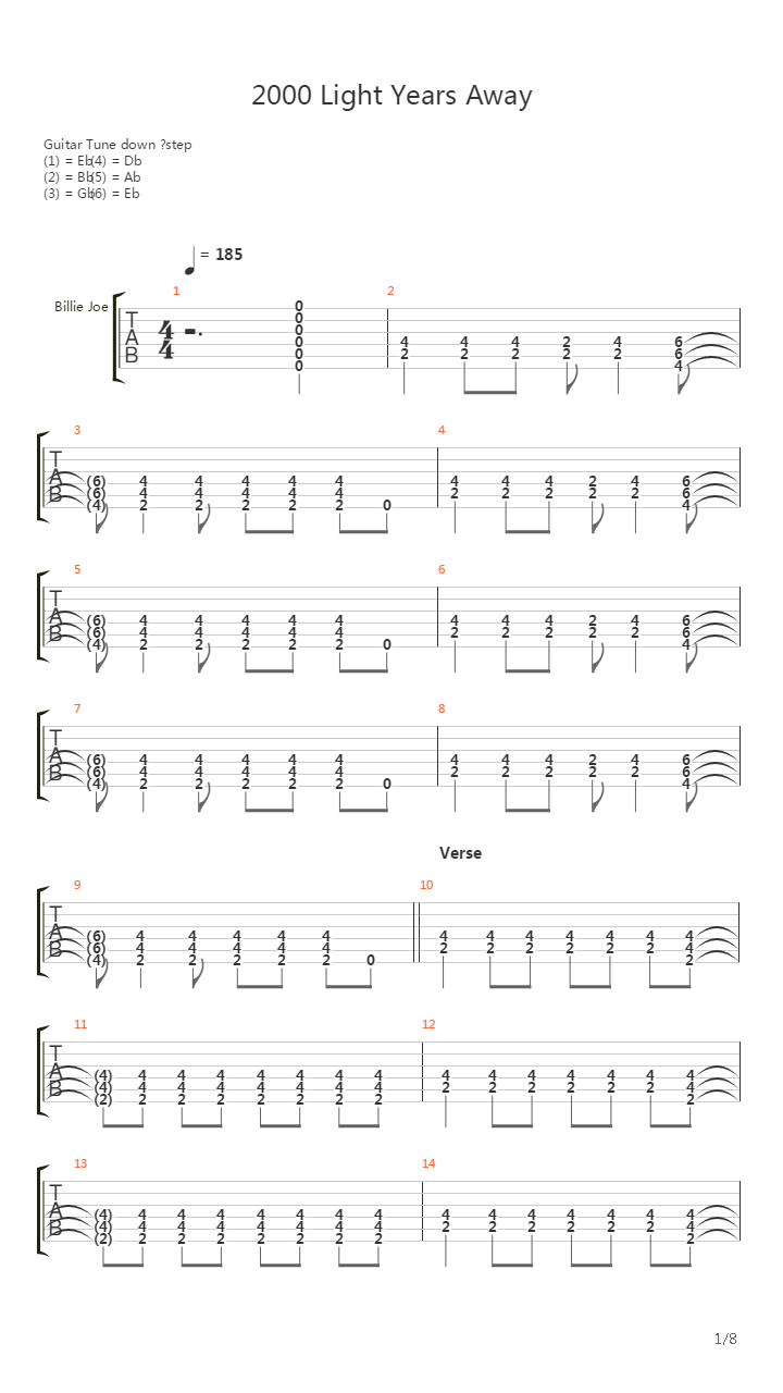 2000 Light Years Away吉他谱