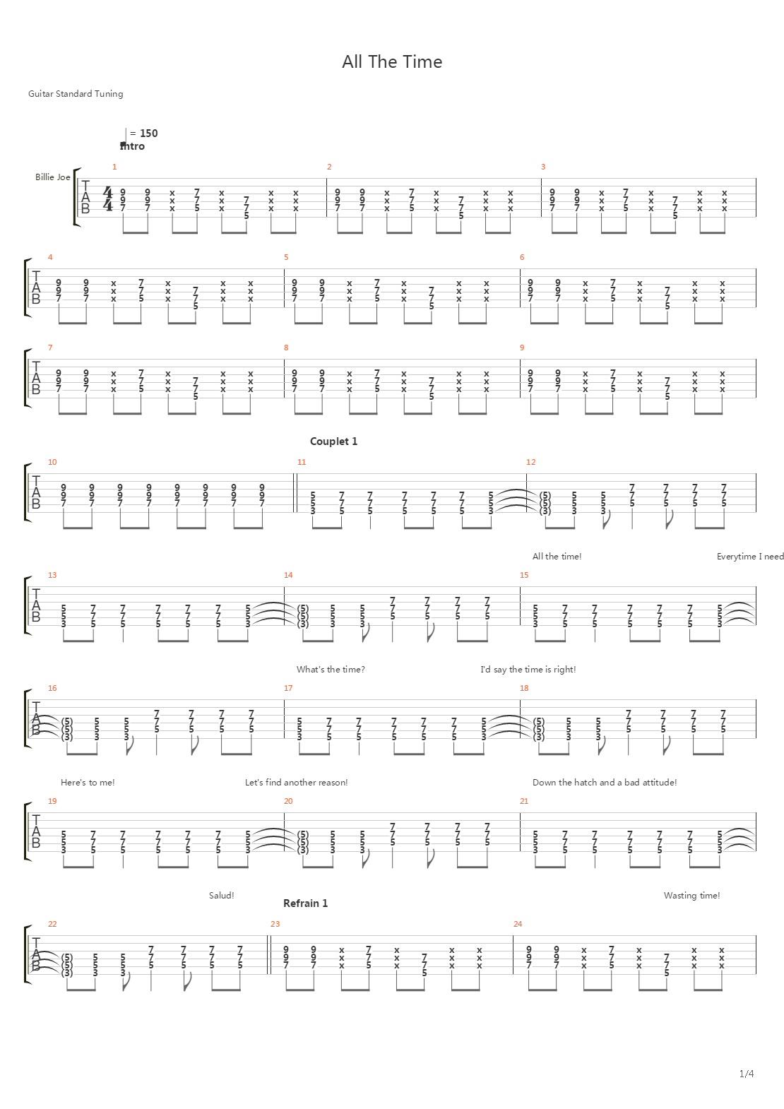 All The Time吉他谱