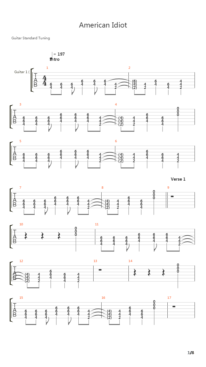 American Idiot吉他谱