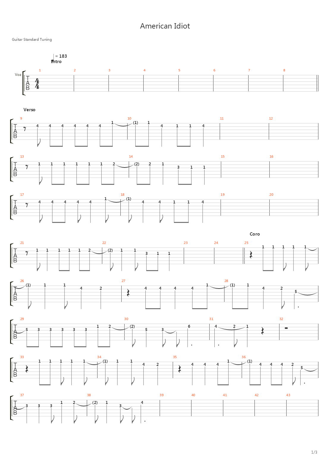 American Idiot吉他谱