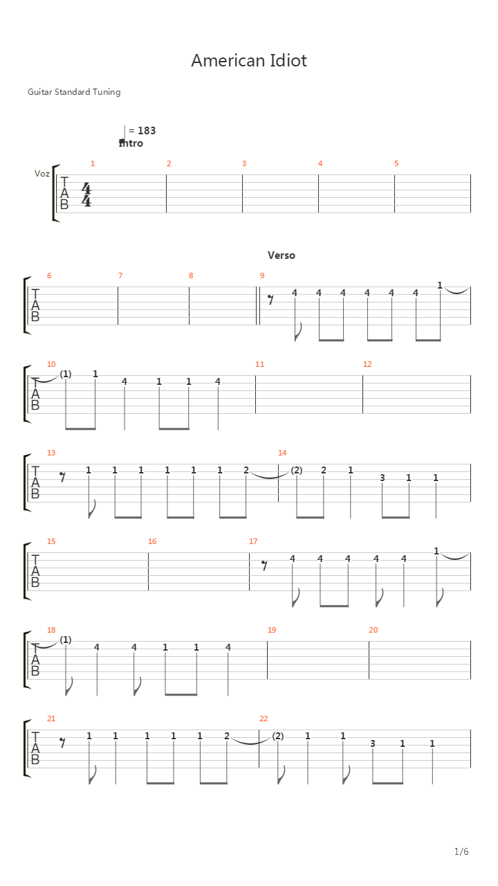American Idiot吉他谱