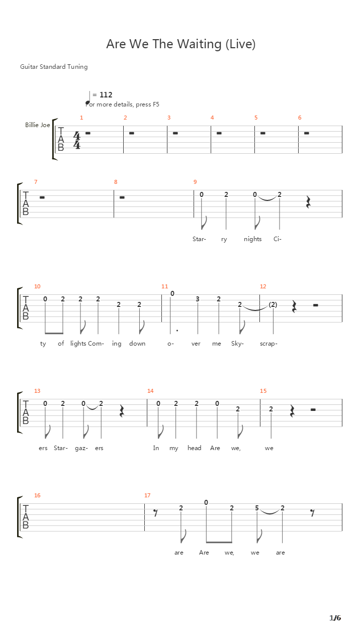 Are We The Waiting吉他谱