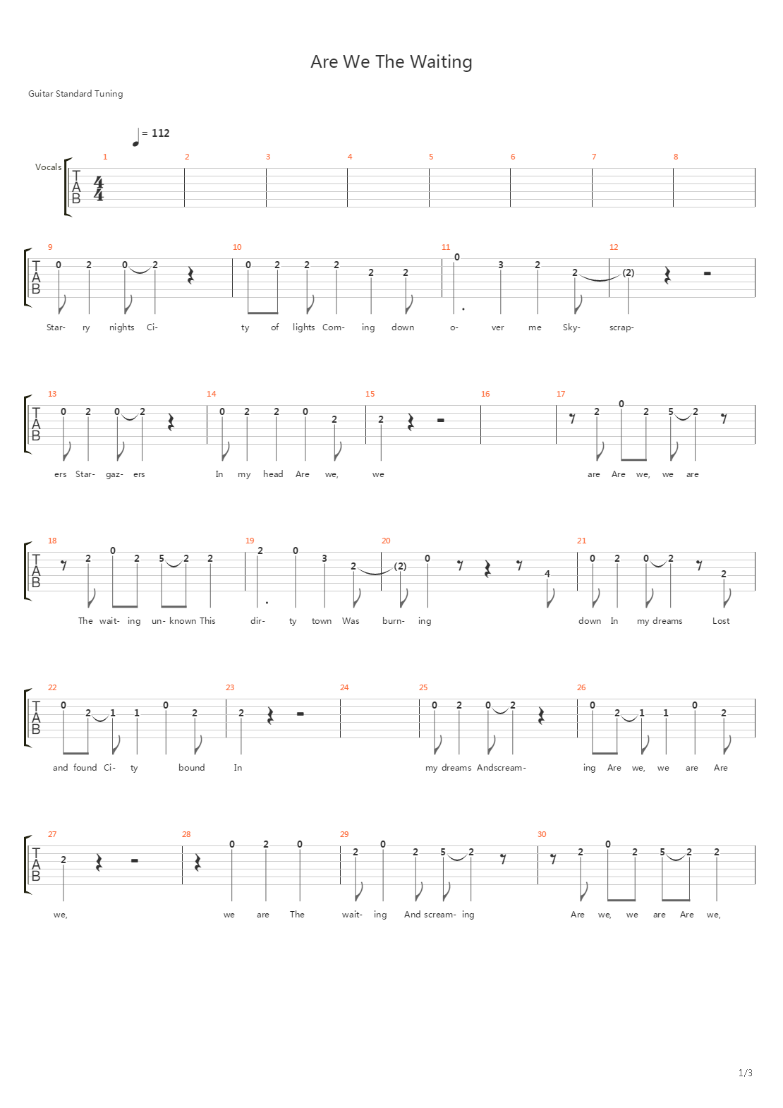 Are We The Waiting吉他谱