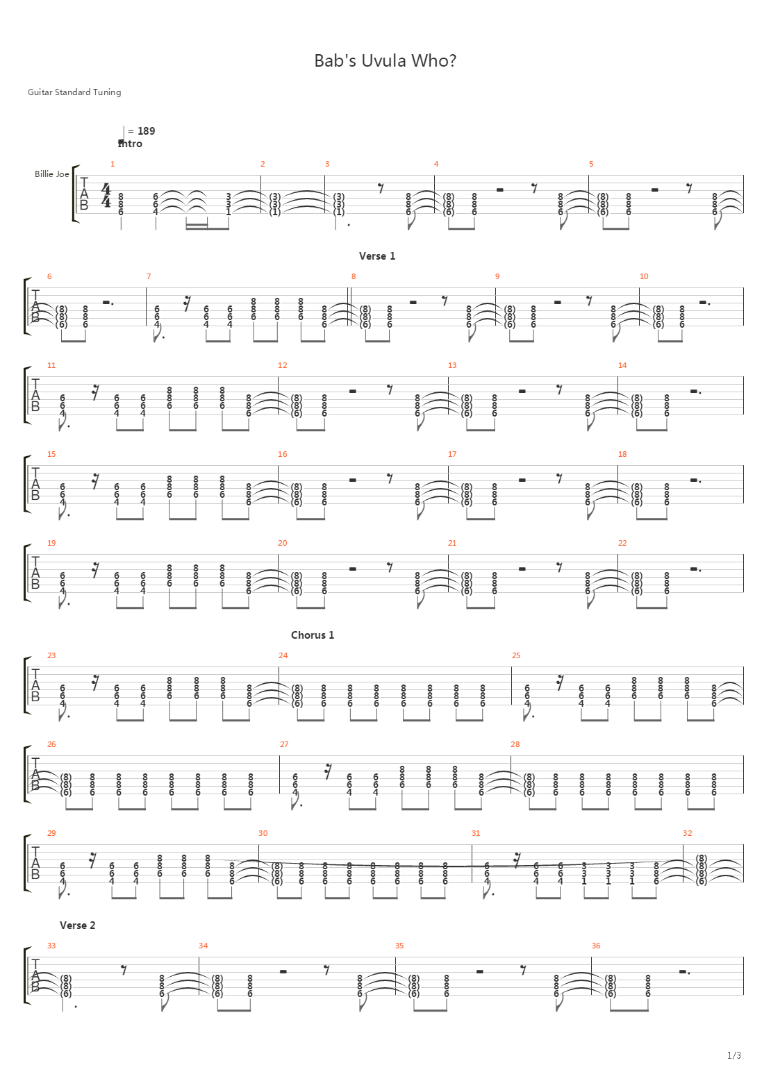 Babs Uvula Who吉他谱