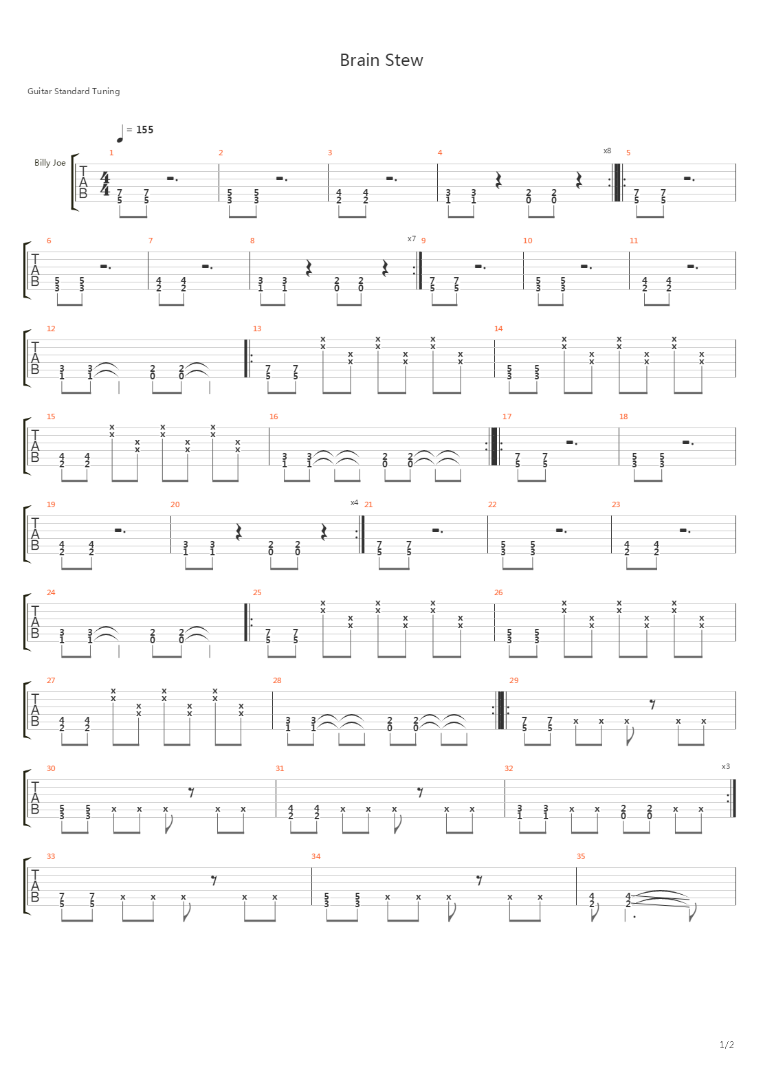 Brain Stew吉他谱
