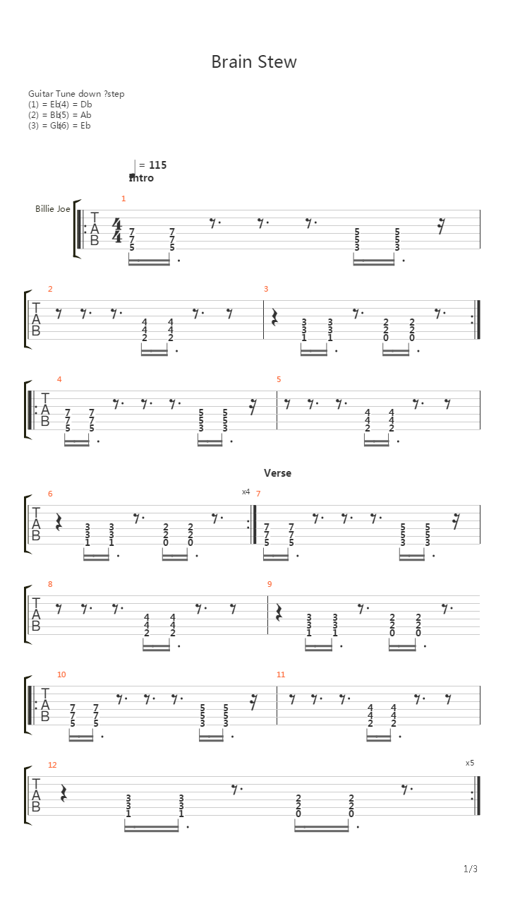 Brain Stew吉他谱