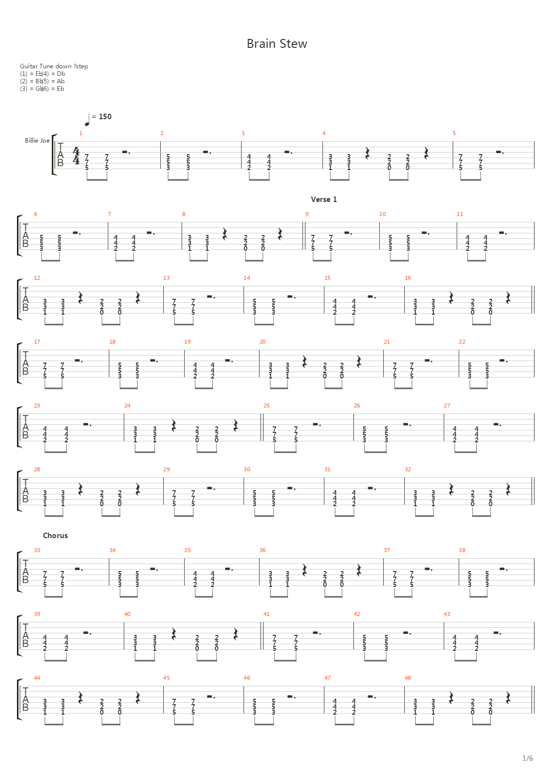 Brain Stew吉他谱