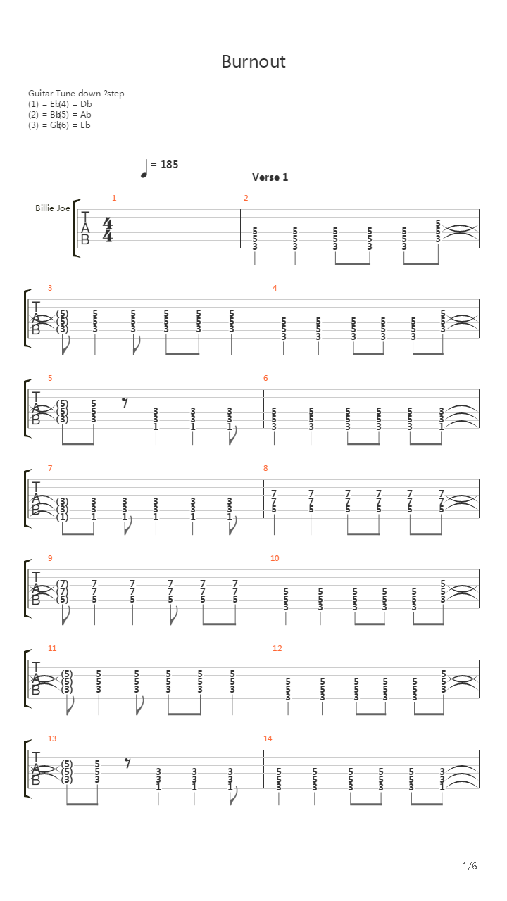 Burnout吉他谱