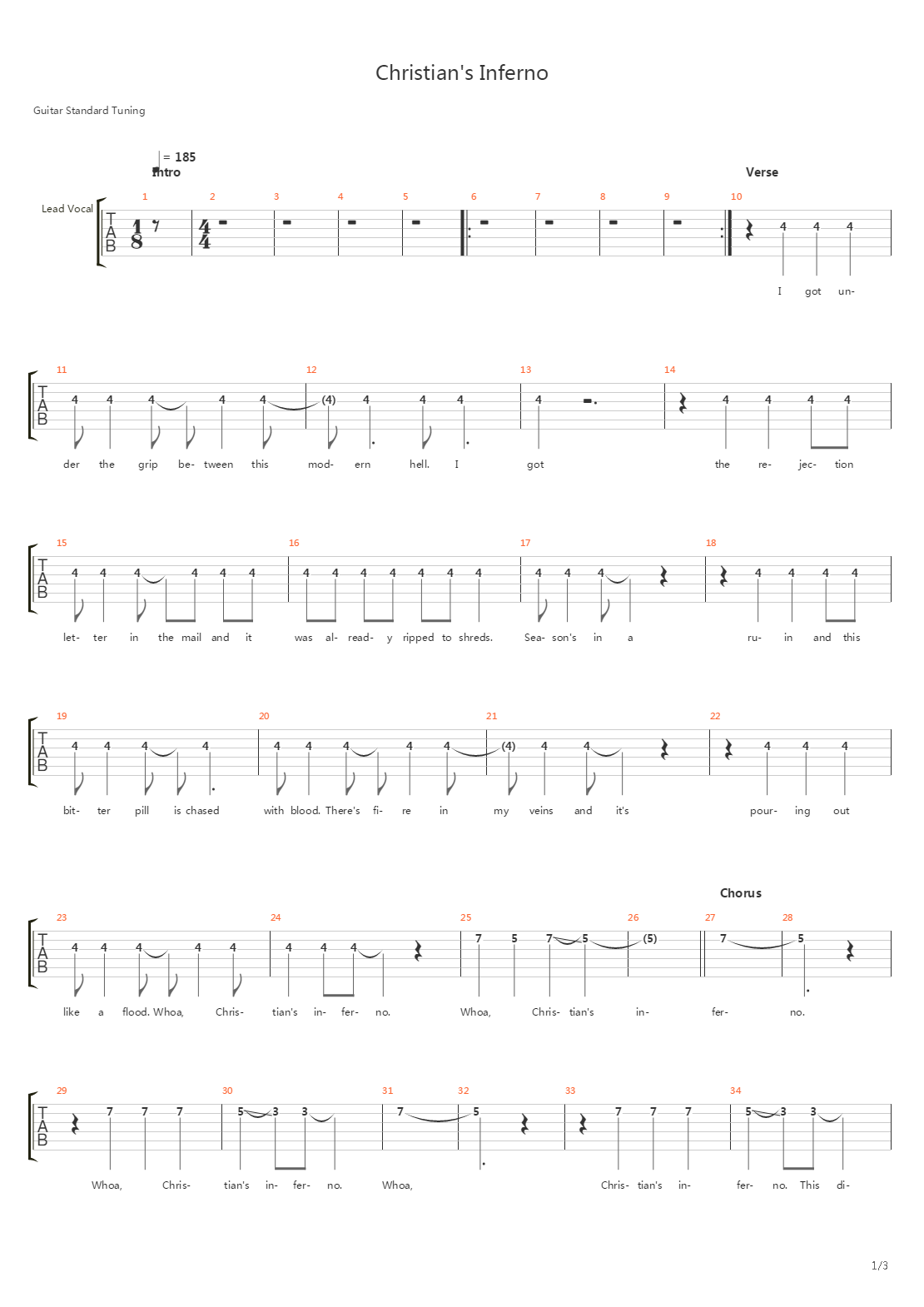 Christians Inferno吉他谱