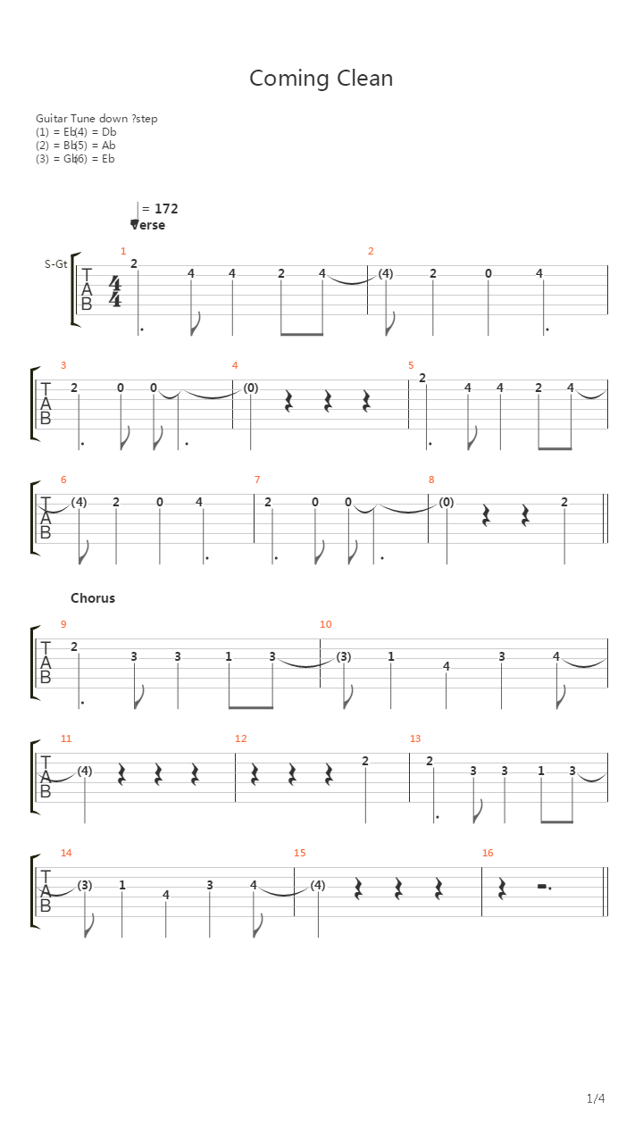 Coming Clean吉他谱