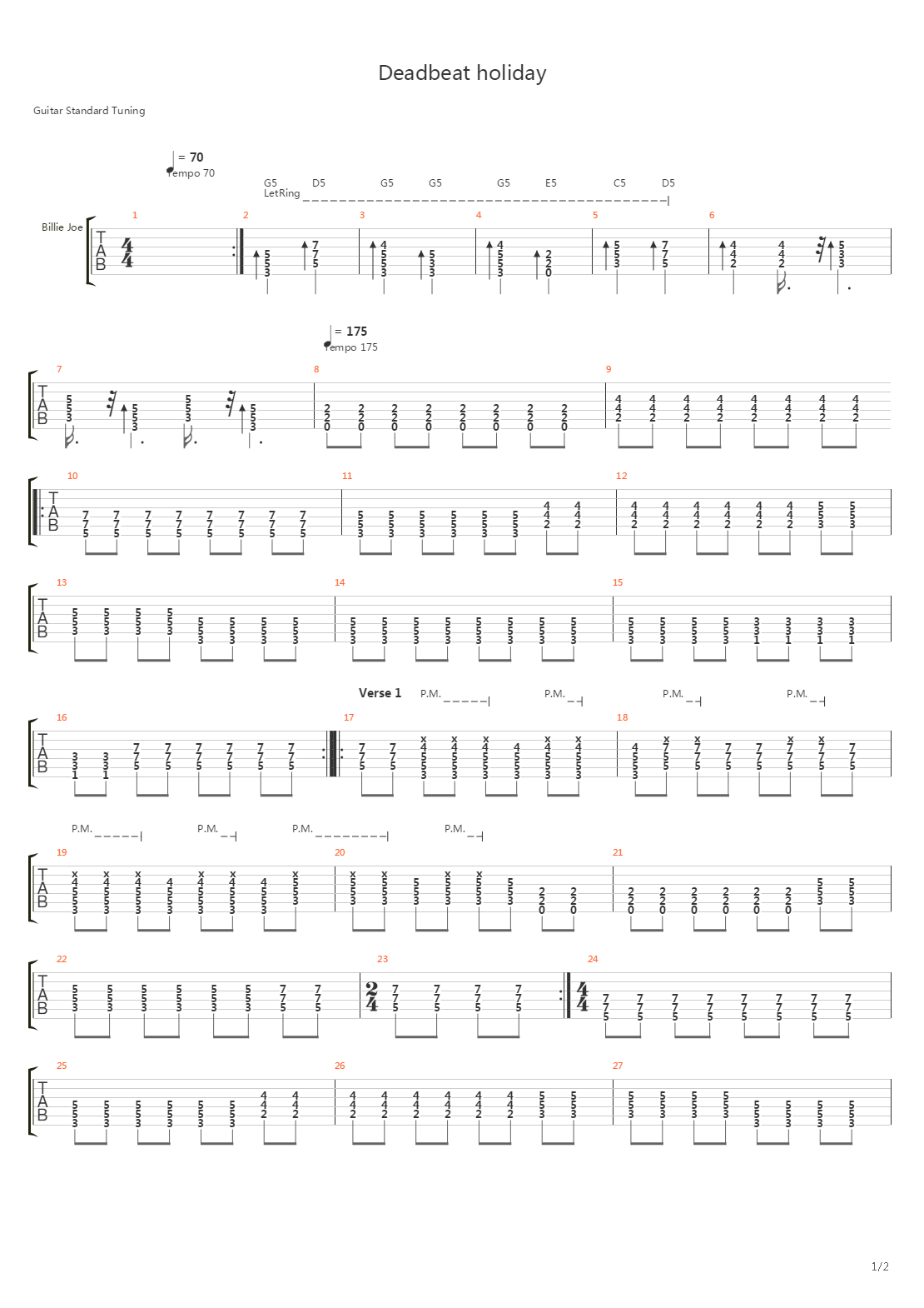 Deadbeat Holiday吉他谱