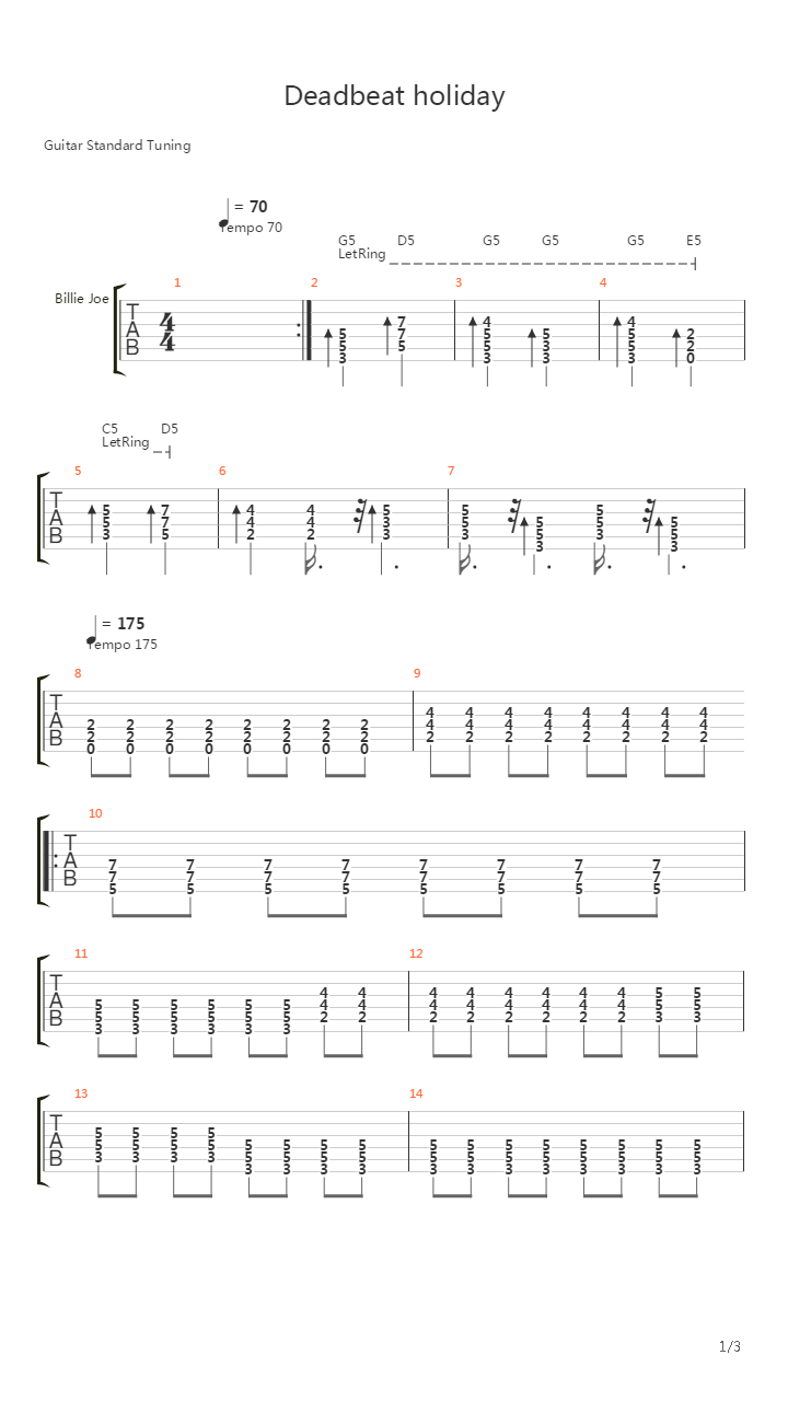 Deadbeat Holiday吉他谱