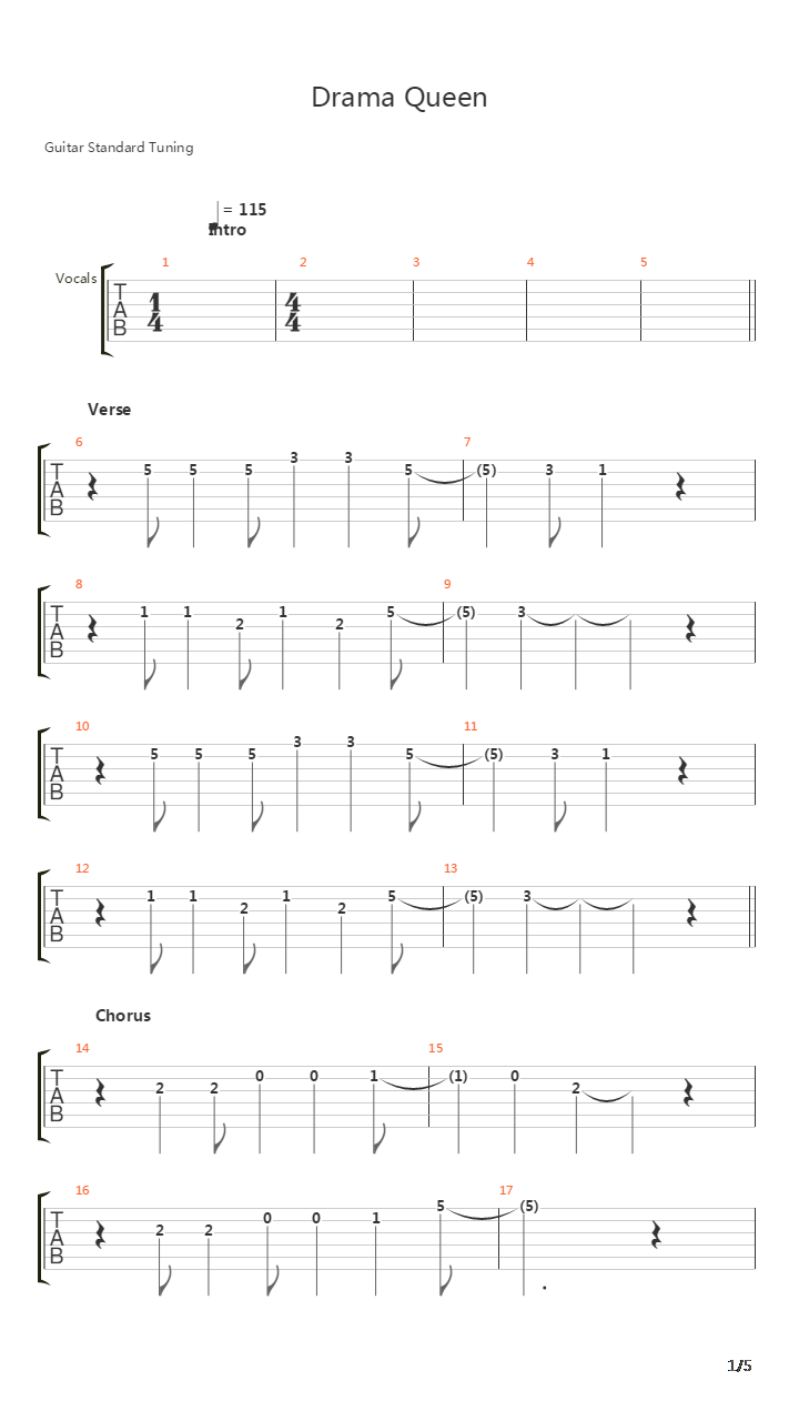 Drama Queen吉他谱