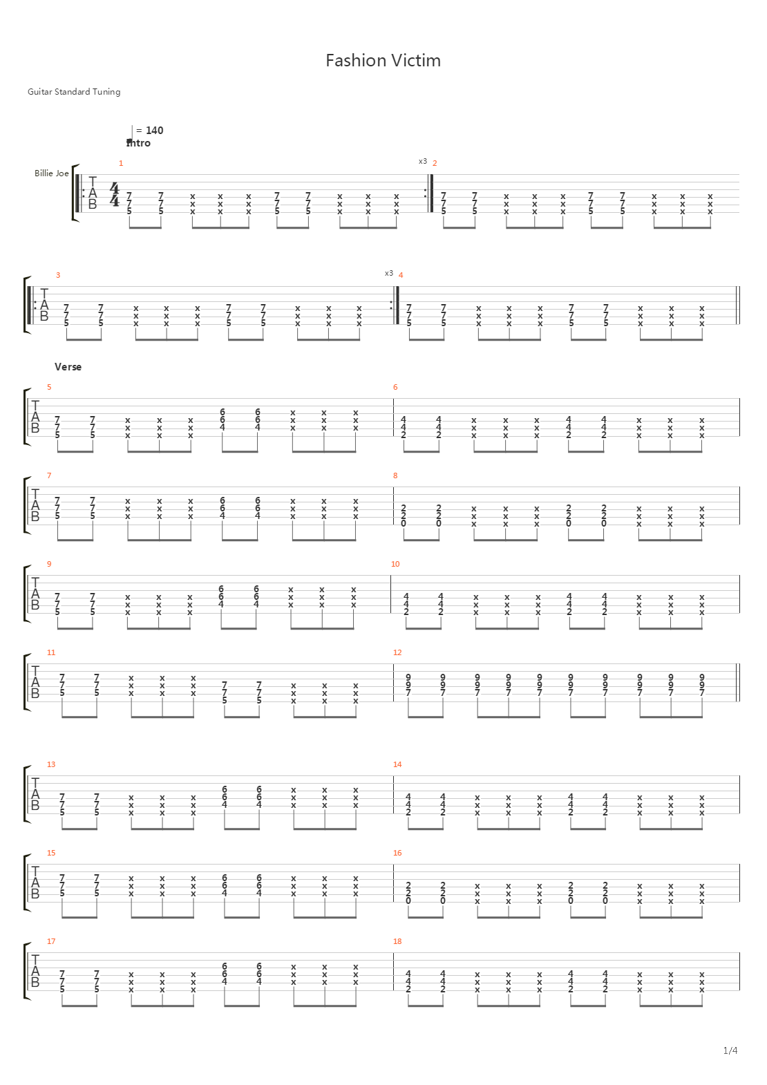 Fashion Victim吉他谱
