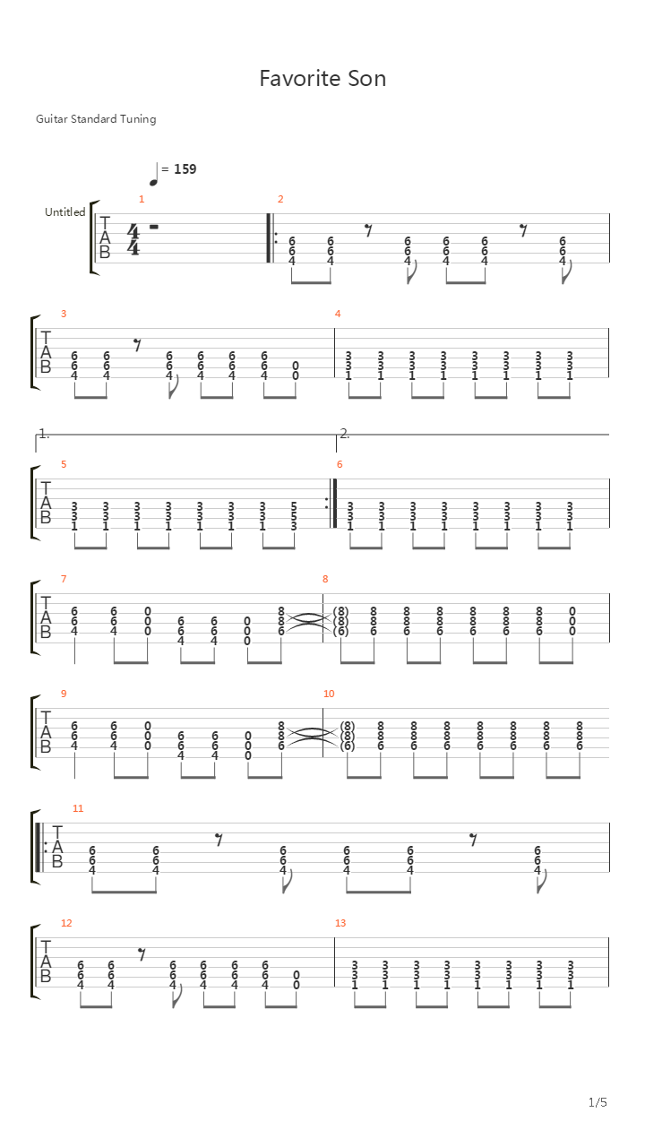Favorite Son吉他谱