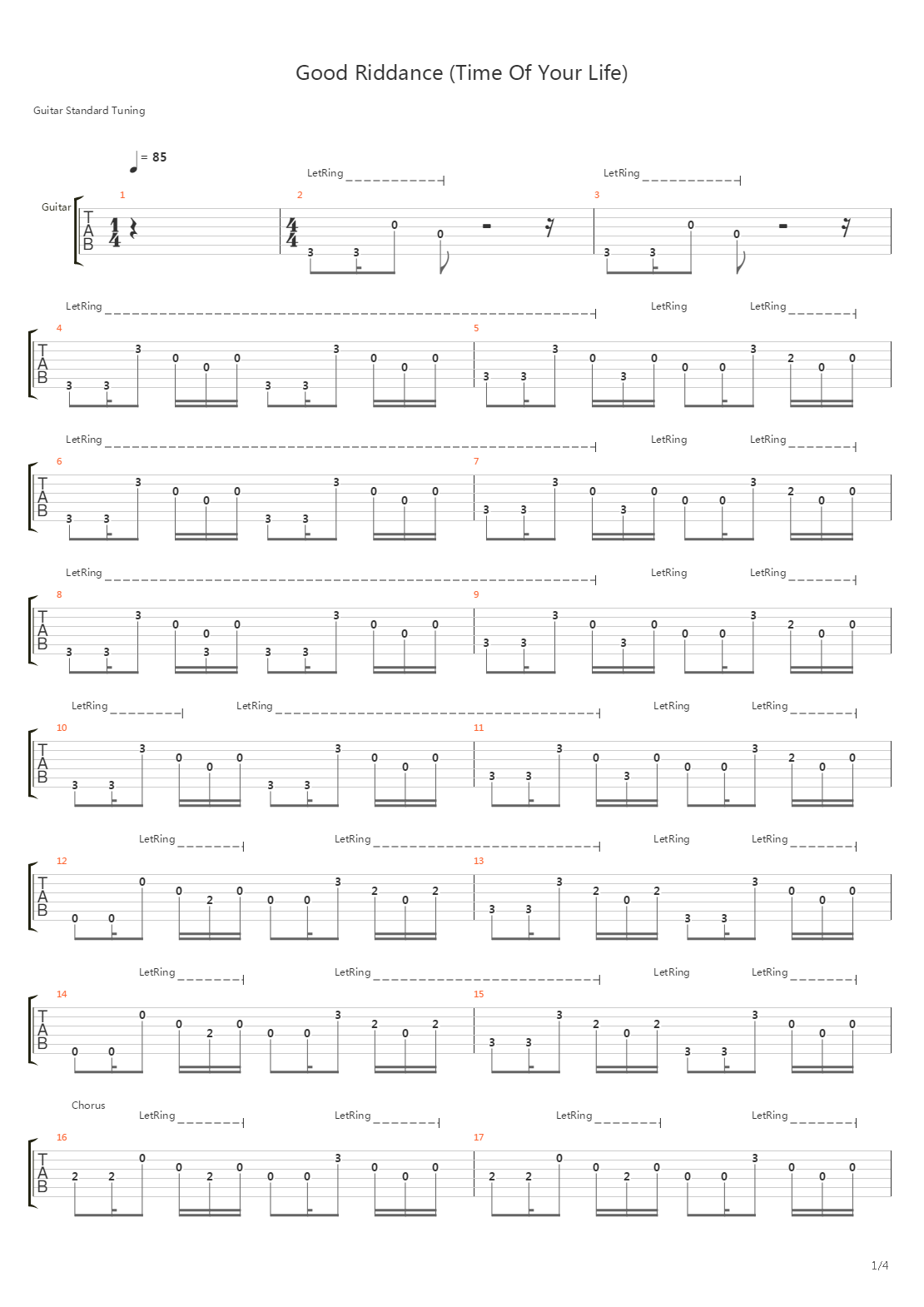 Good Riddance Time Of Your Life吉他谱