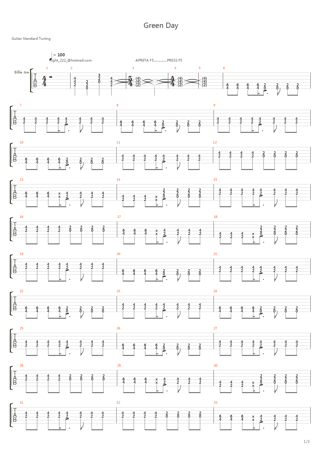 Green Day吉他谱