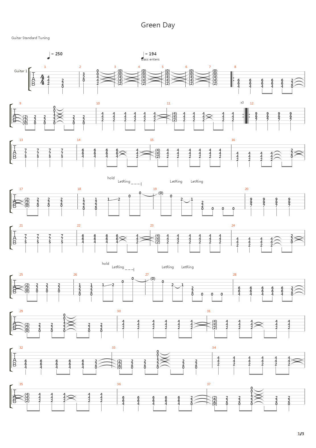 Green Day吉他谱