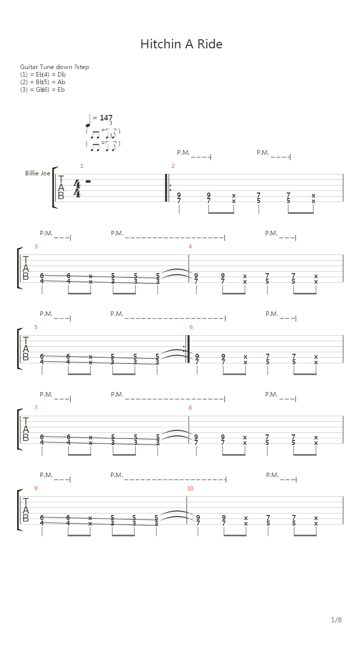 Hitchin A Ride吉他谱