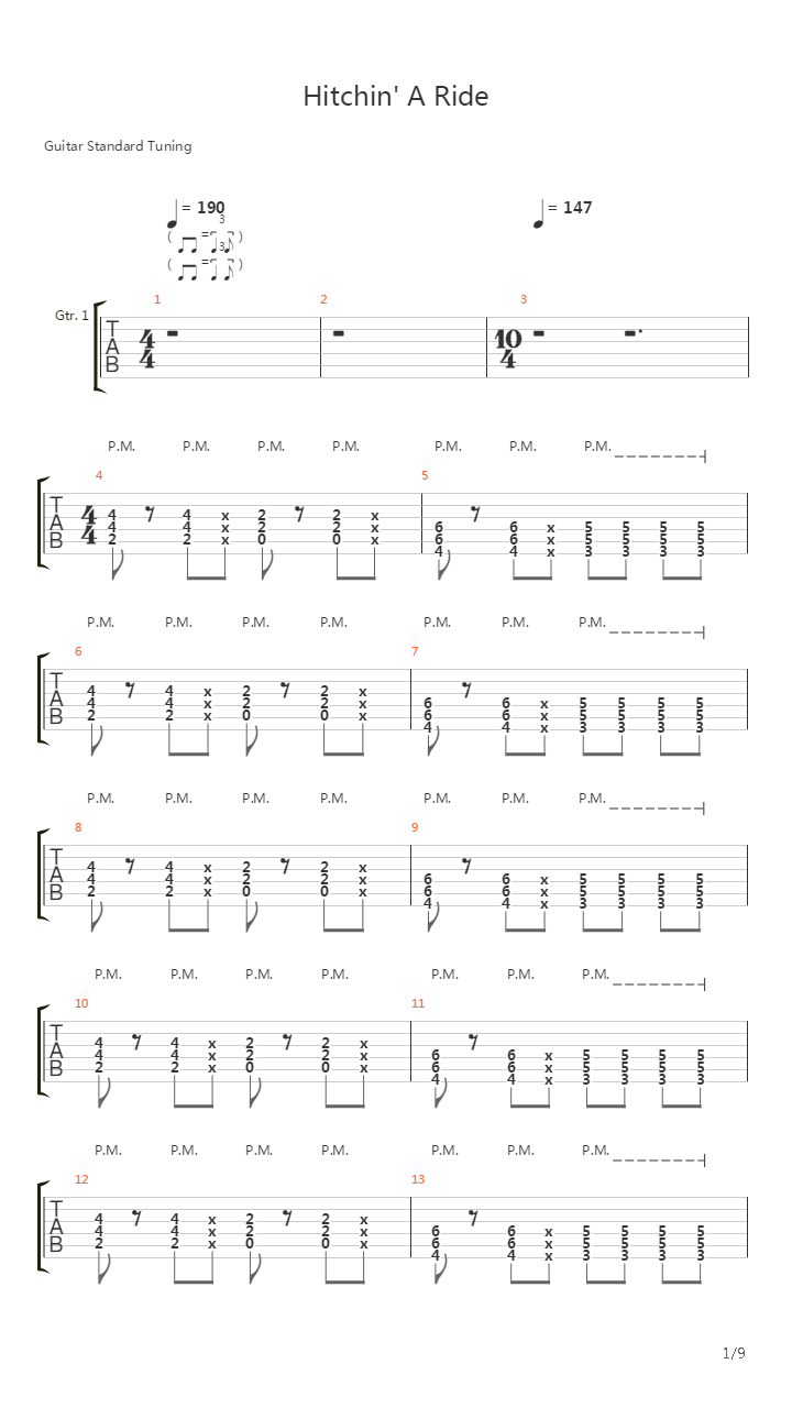 Hitchin A Ride吉他谱