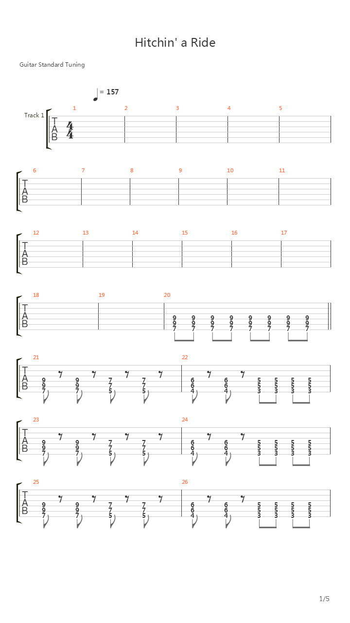 Hitchin A Ride吉他谱