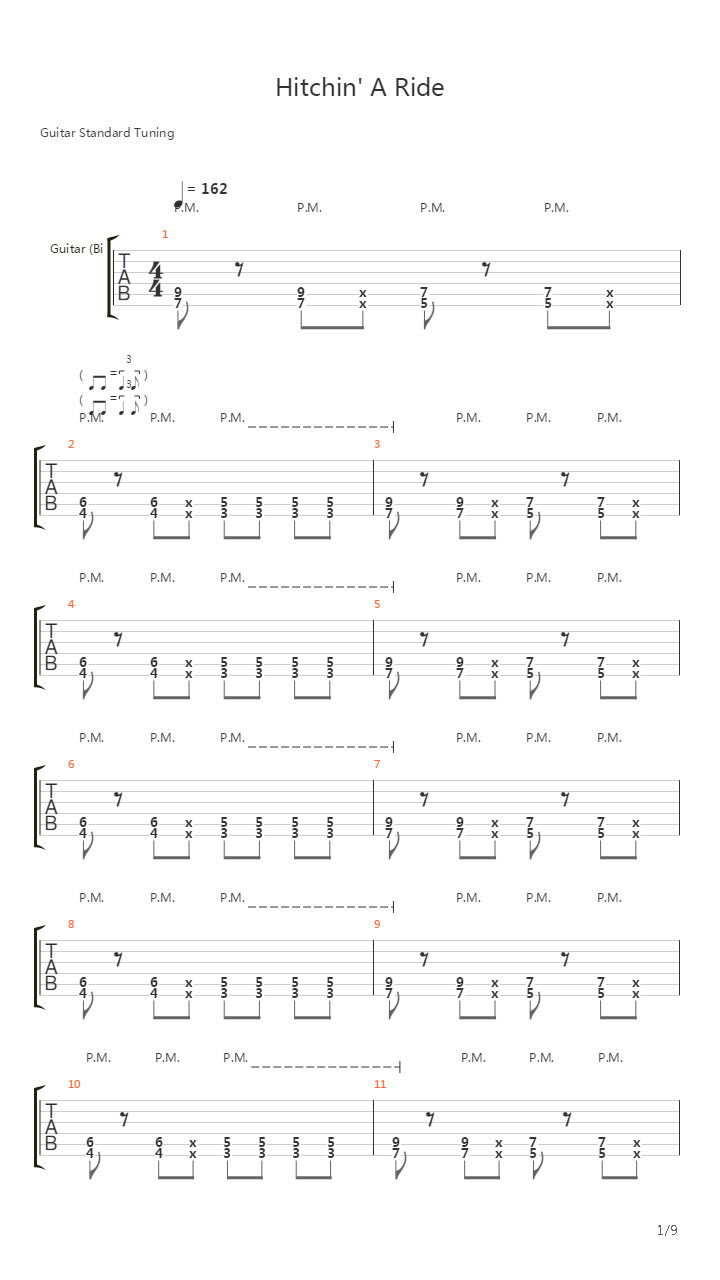 Hitchin A Ride吉他谱