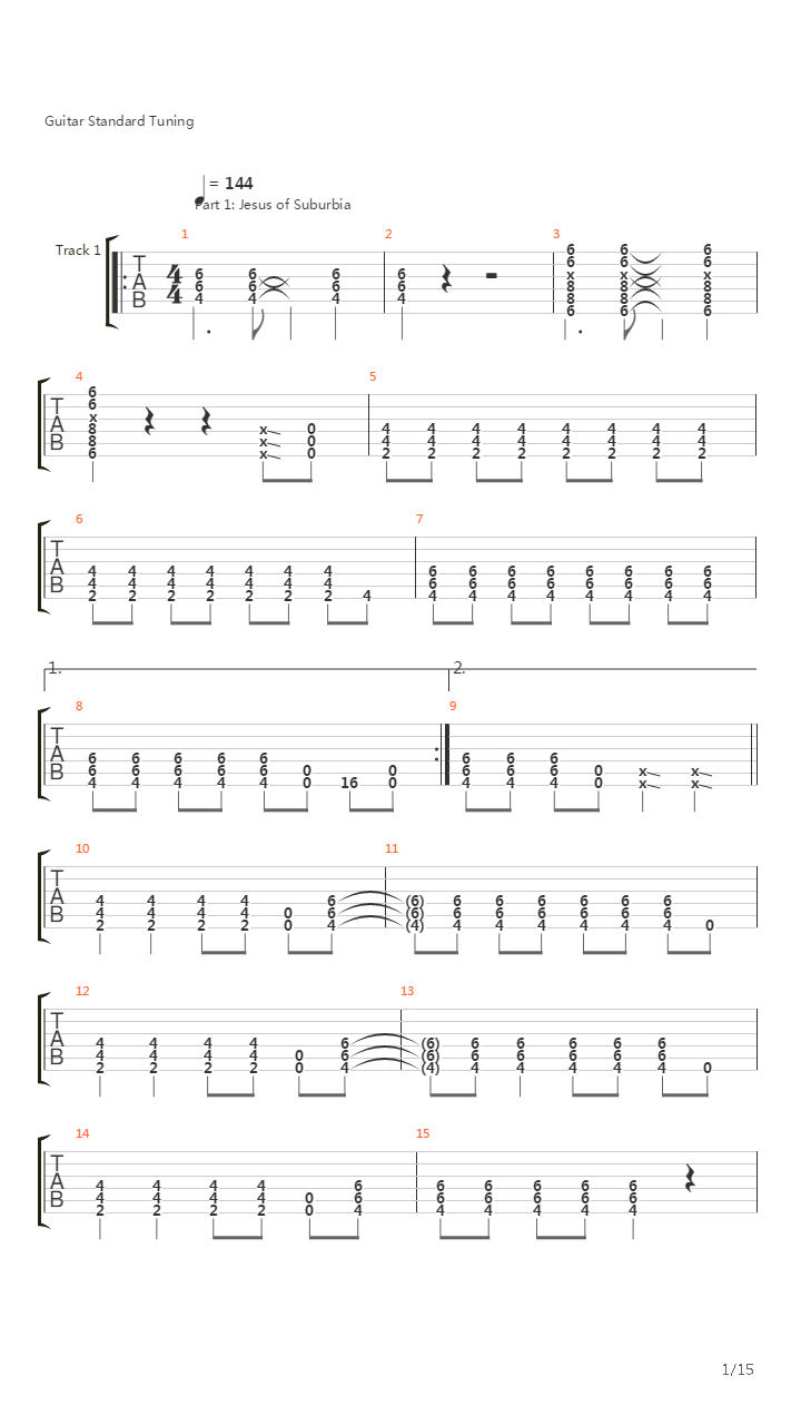 Jesus Of Suburbia吉他谱