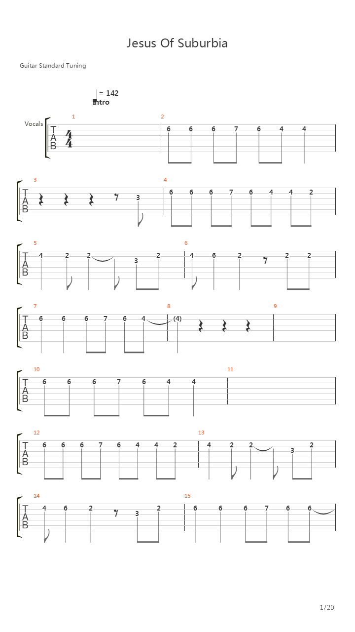 Jesus Of Suburbia吉他谱