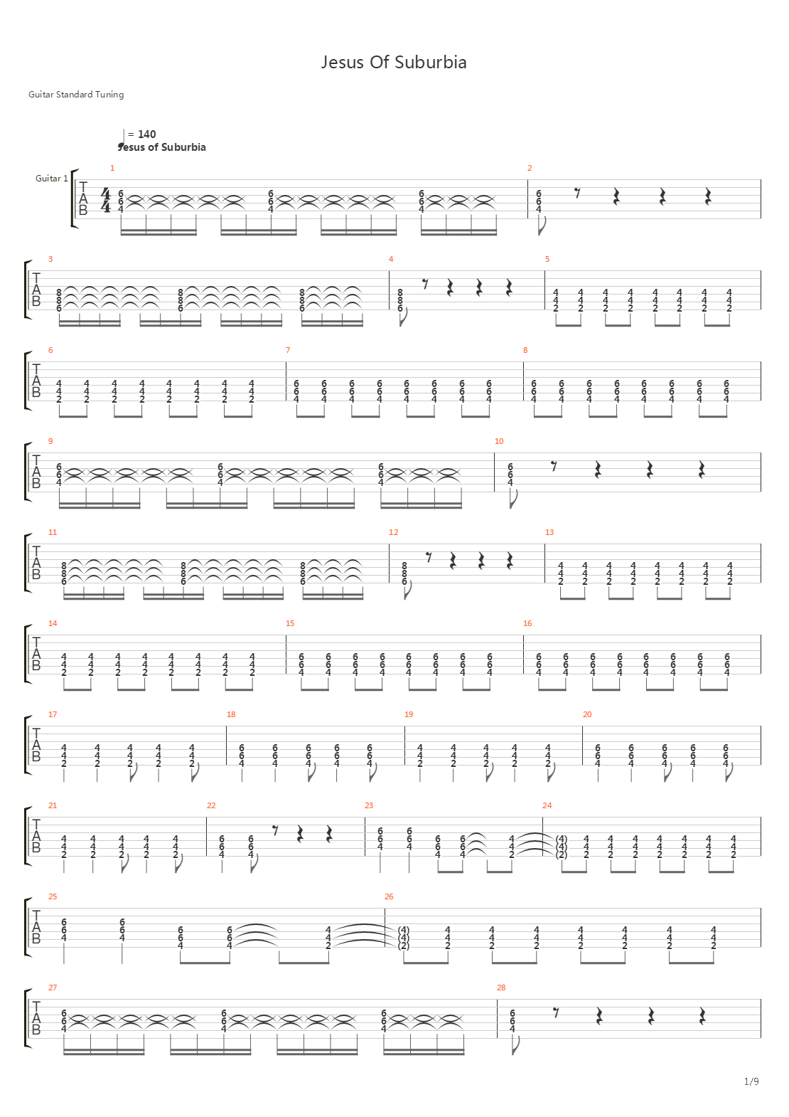 Jesus Of Suburbia吉他谱