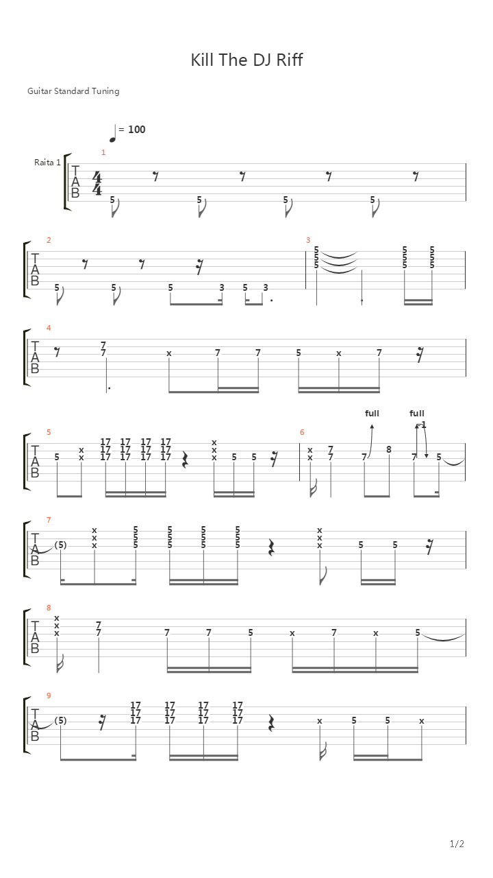 Kill The Dj吉他谱