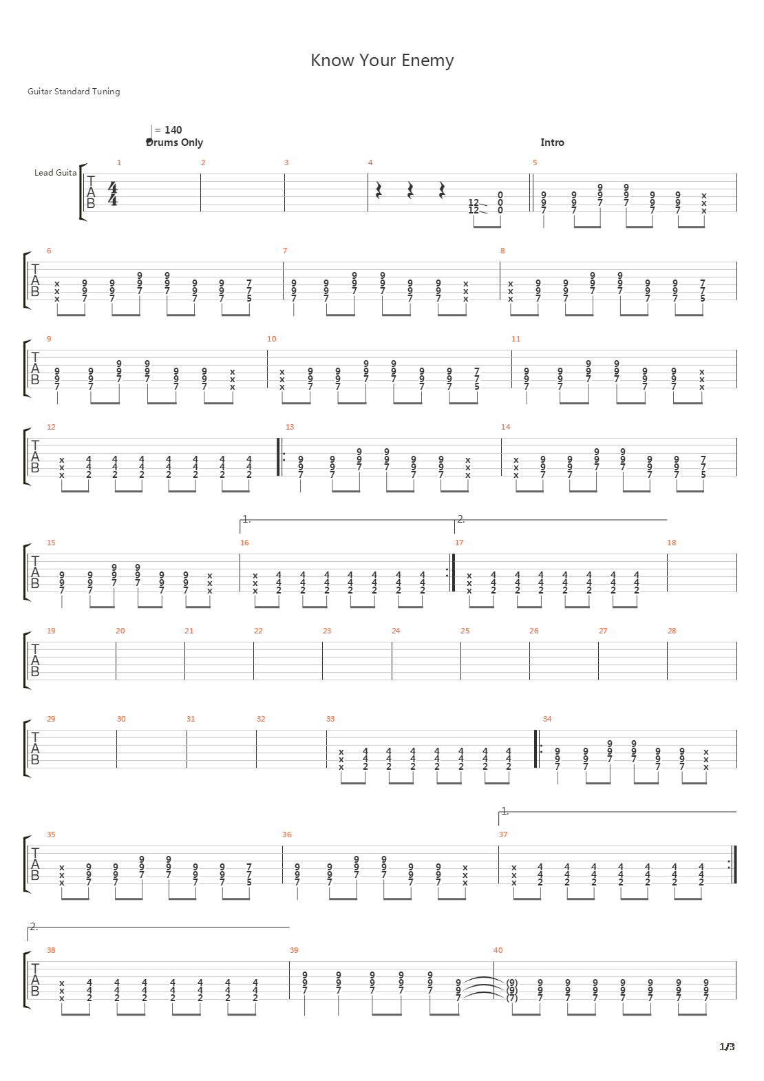 Know Your Enemy吉他谱