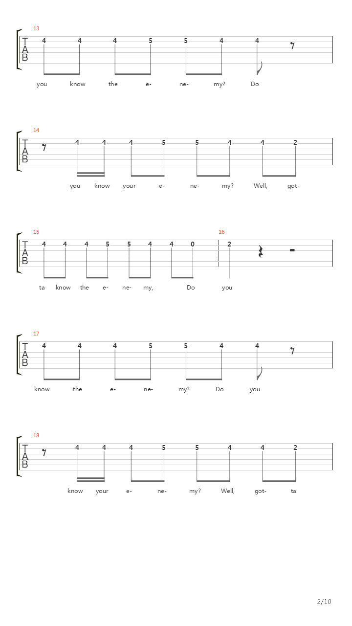 Know Your Enemy吉他谱