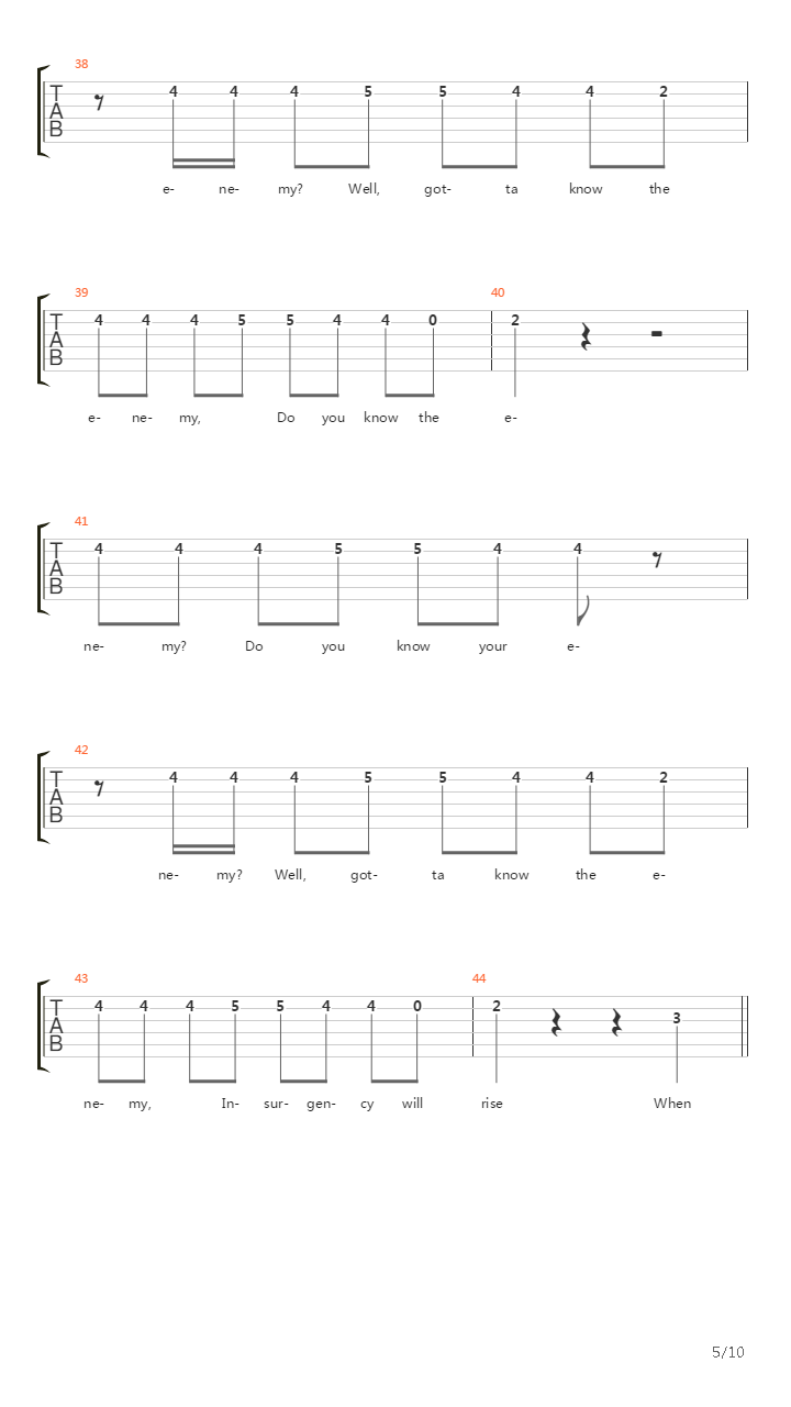 Know Your Enemy吉他谱