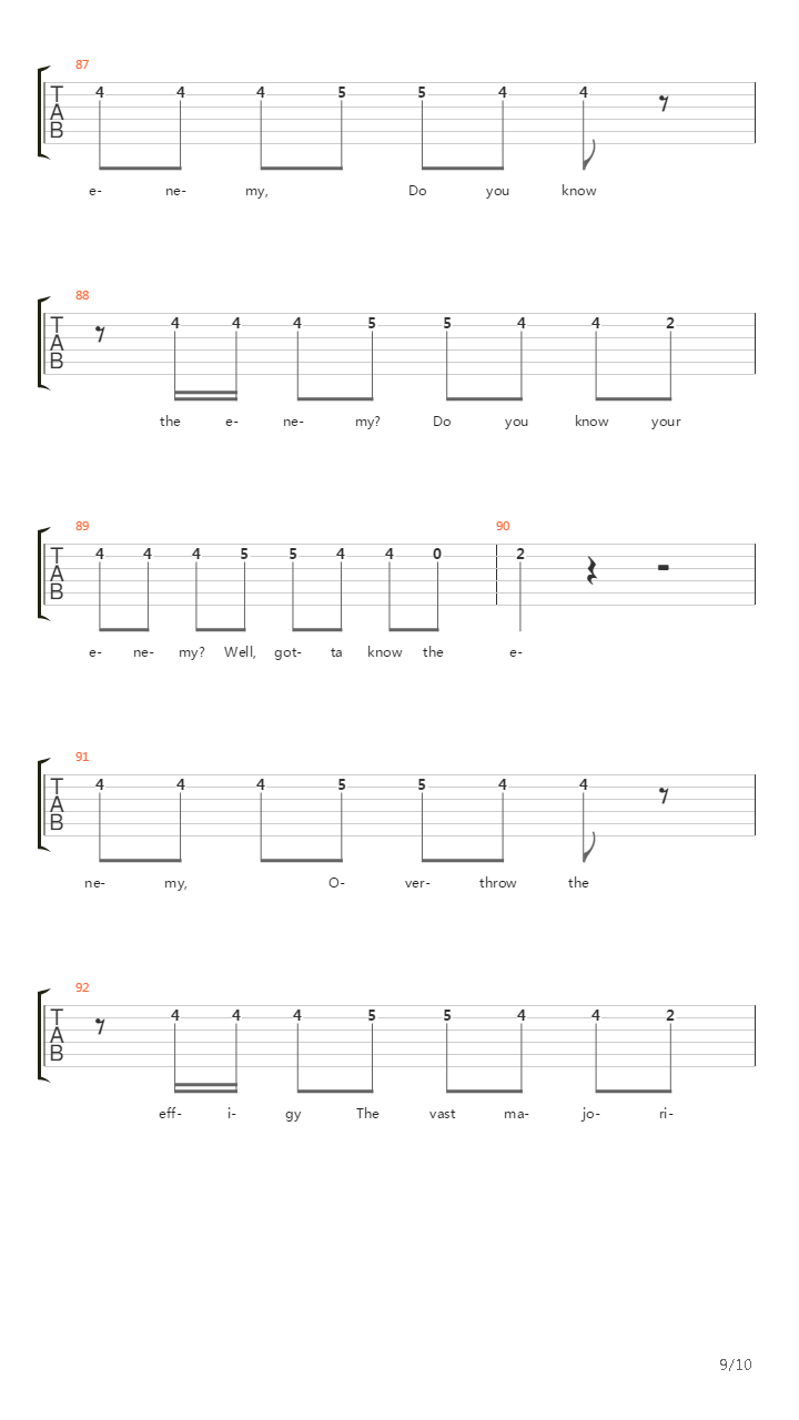 Know Your Enemy吉他谱