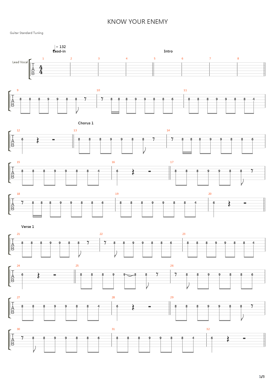 Know Your Enemy吉他谱