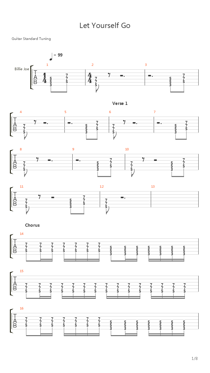 Let Yourself Go吉他谱