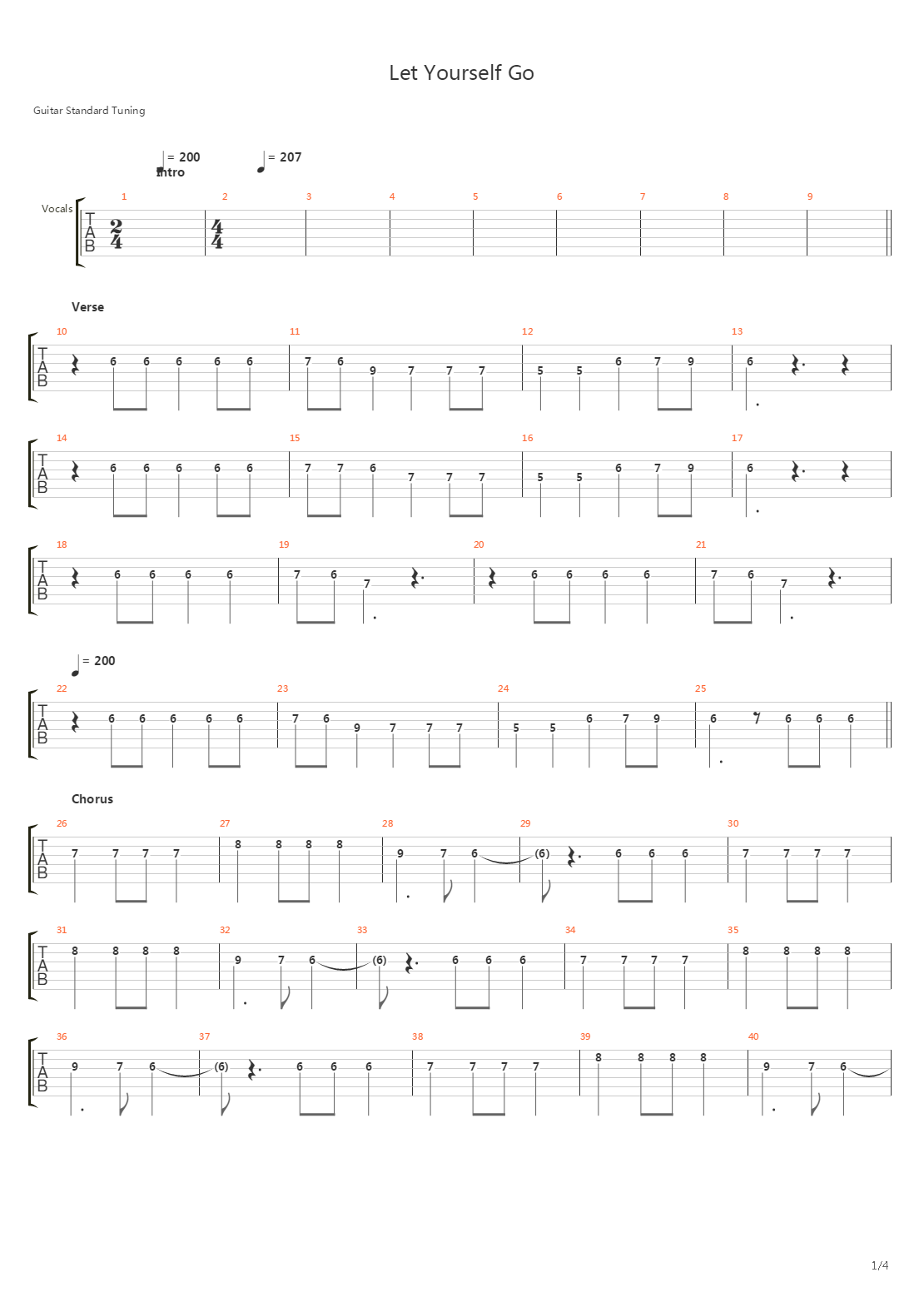 Let Yourself Go吉他谱