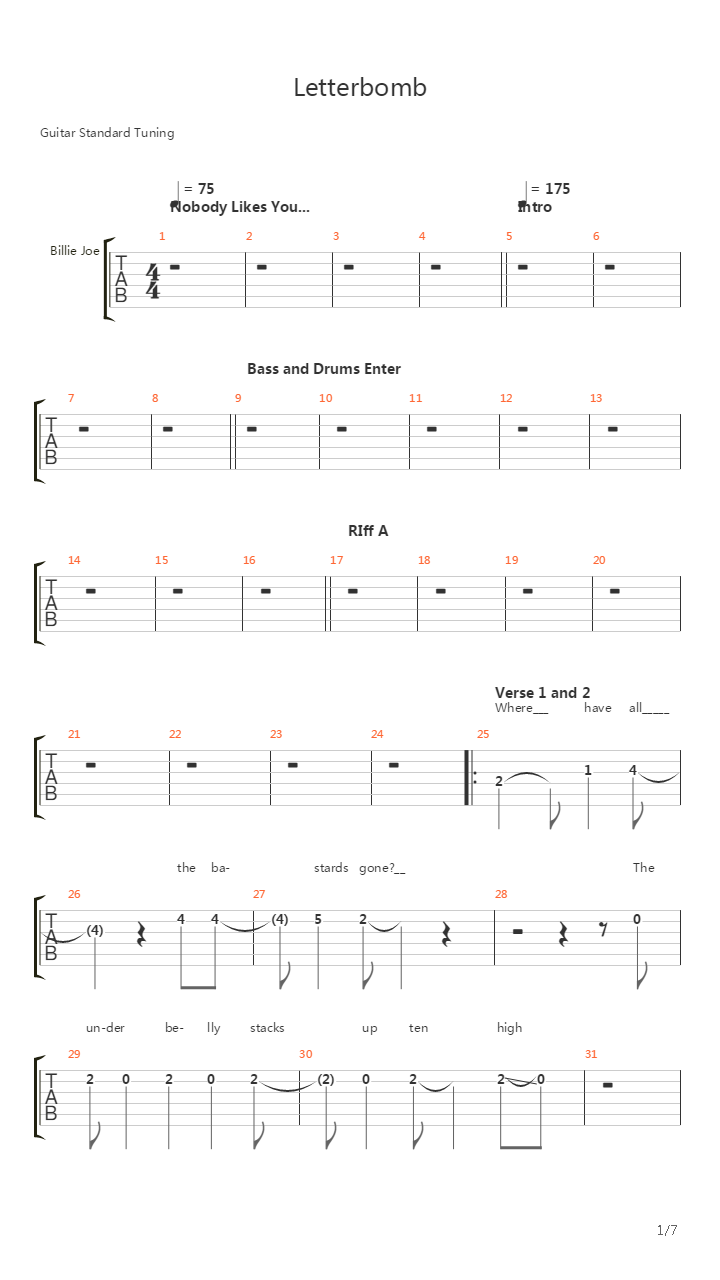 Letterbomb吉他谱