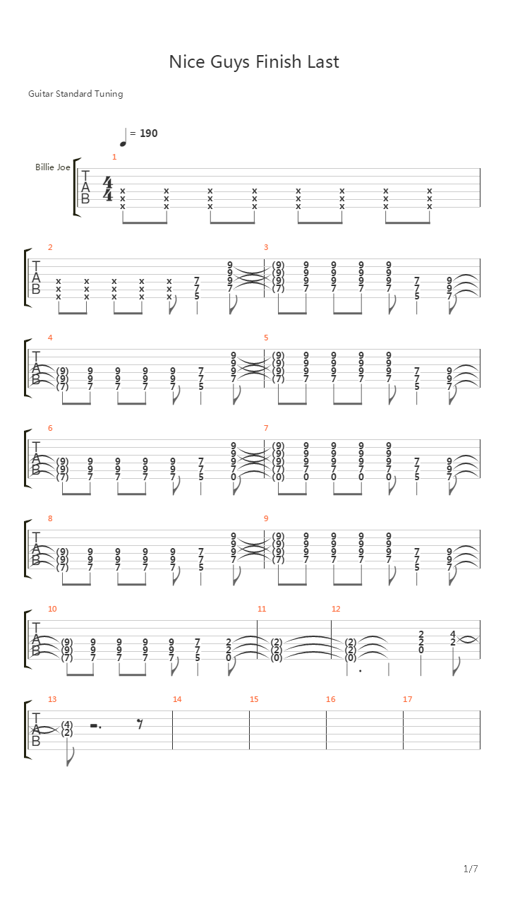 Nice Guys Finish Last吉他谱