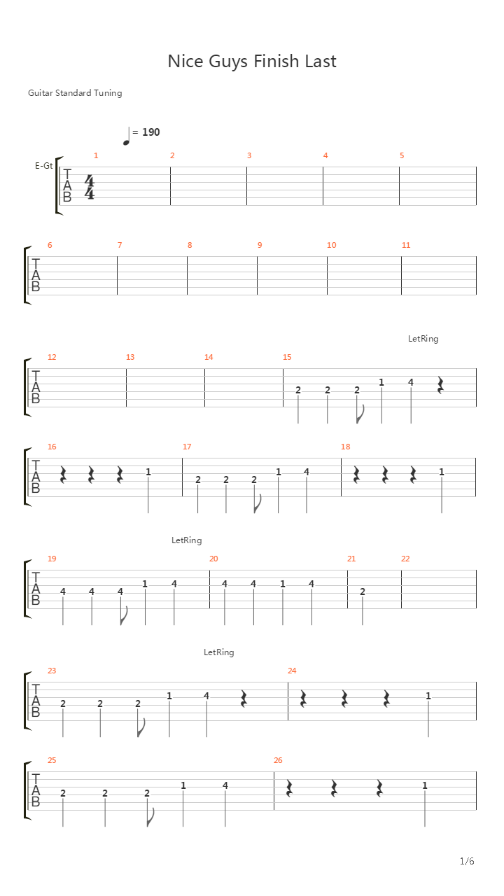 Nice Guys Finish Last吉他谱
